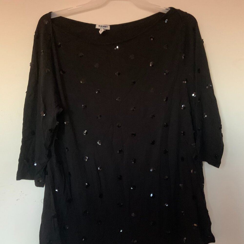 Old Navy Black top with polka dot sequins size XXL